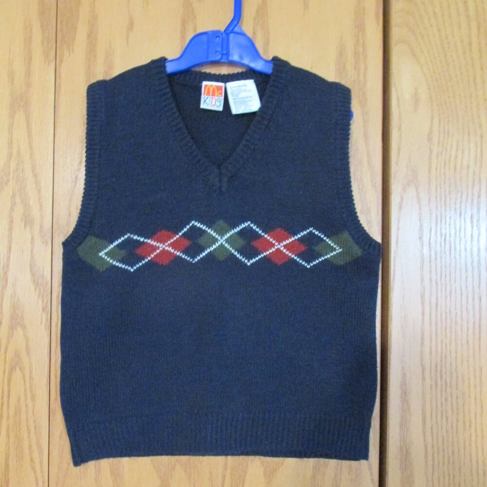 MCKIDS BOY'S SIZE 6 M BLUE ARGYLE SWEATER VEST PREPPY CHIRISTMAS HOLIDAY